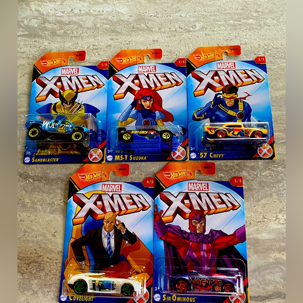 Lot 5/5 Hot Wheels Marvel X-Men